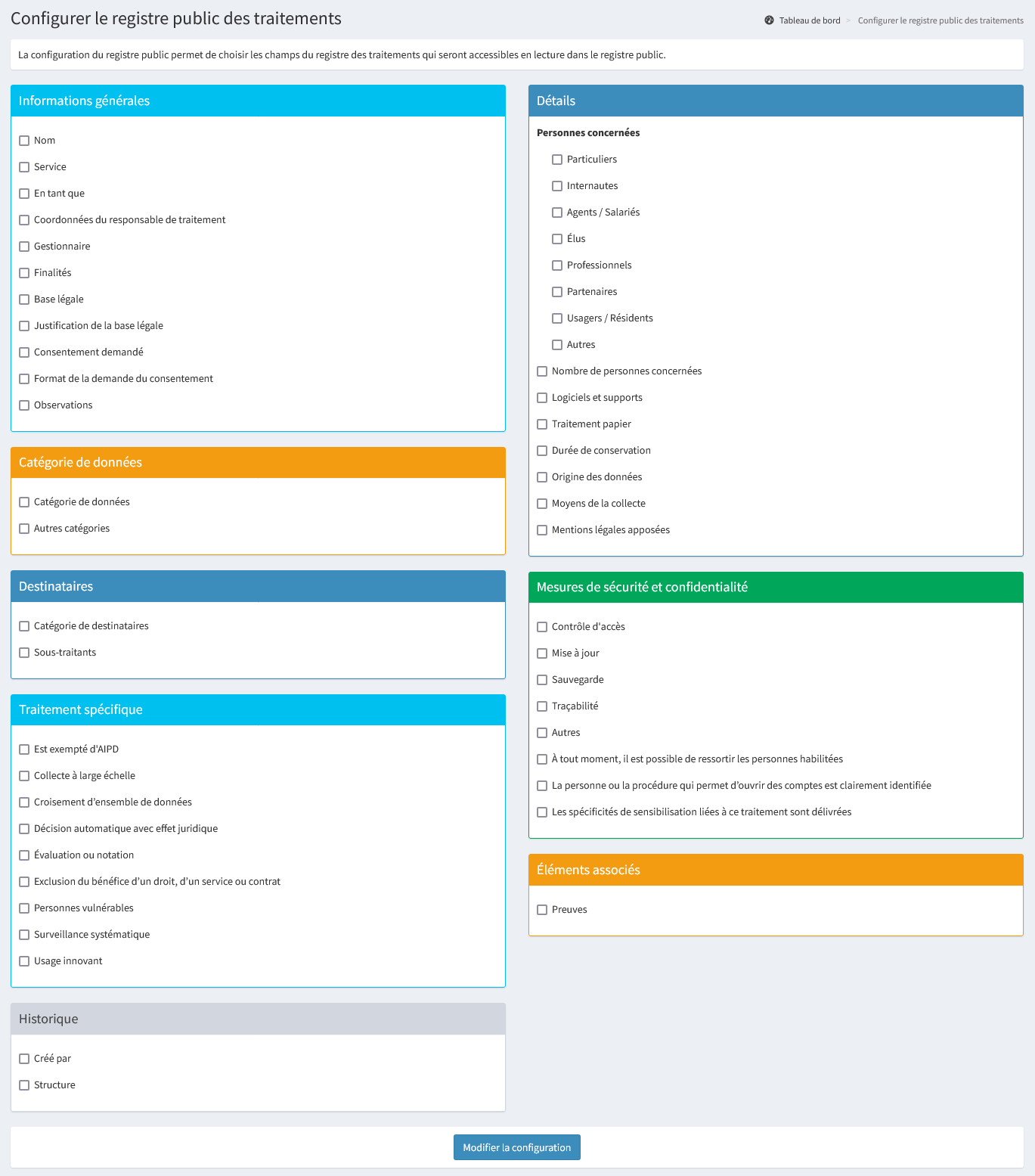 Configurer les traitements