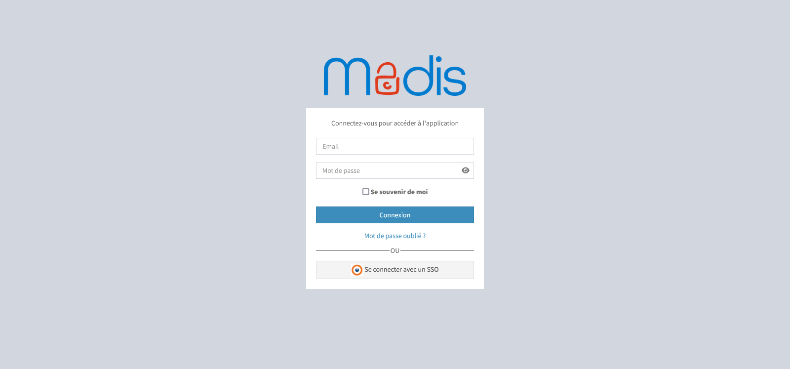 Page de connexion avec le module SSO