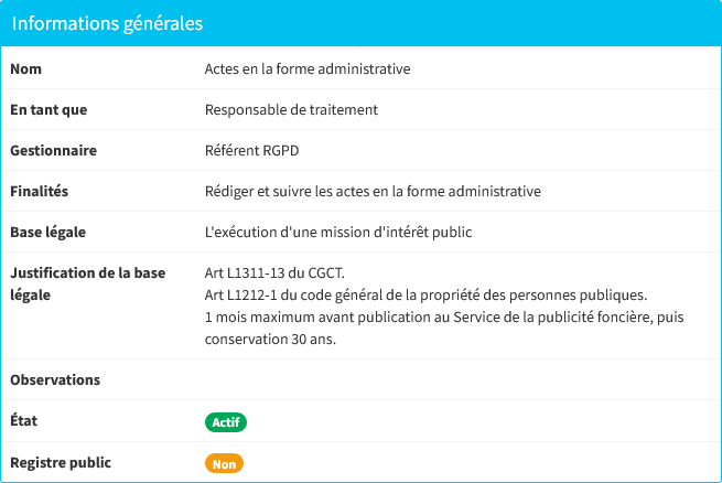 Visualiser les informations générales d'un traitement